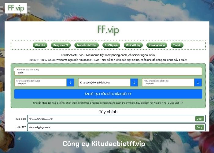 công cụ tạo tên kí tự ff dấu gạch chéo