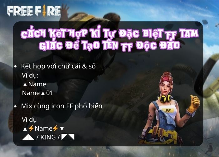 cách kết hợp kí tự đặc biệt tam giác ff