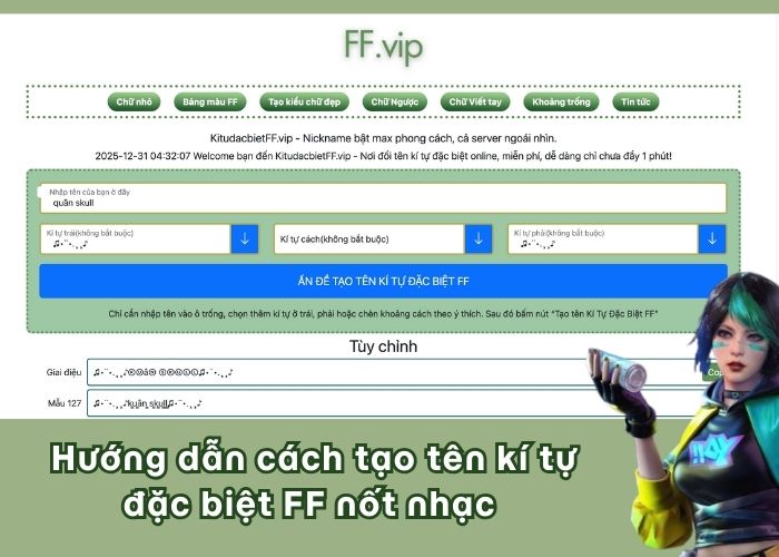 hướng dẫn tạo tên kí tự đặc biệt nốt nhạc ff