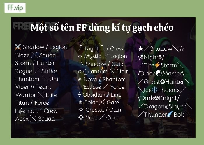 kí tự đặc biệt gạch chéo trong ff