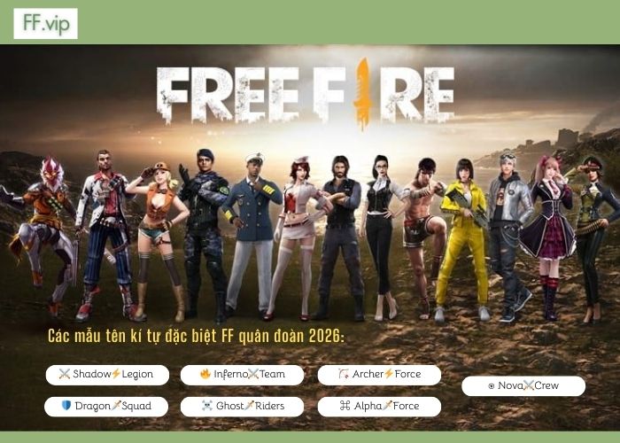 kí tự đặc biệt quân đoàn free fire