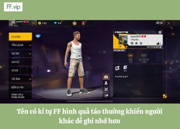 lợi ích sử dụng kí tự quả táo free fire