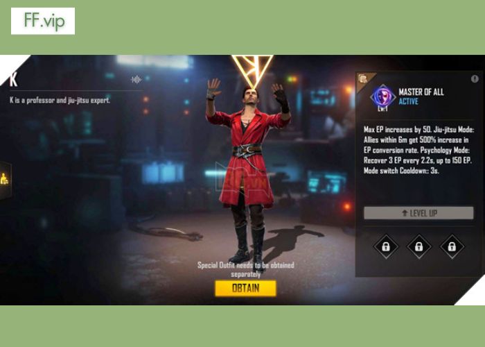 Kỹ năng nhân vật K ff