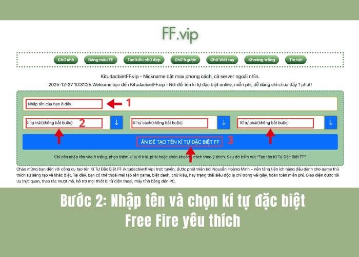 bước 2 dùng công cụ kí tự ff