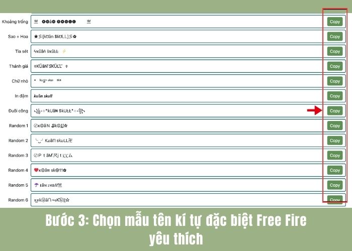 bước 3 dùng công cụ kí tự ff