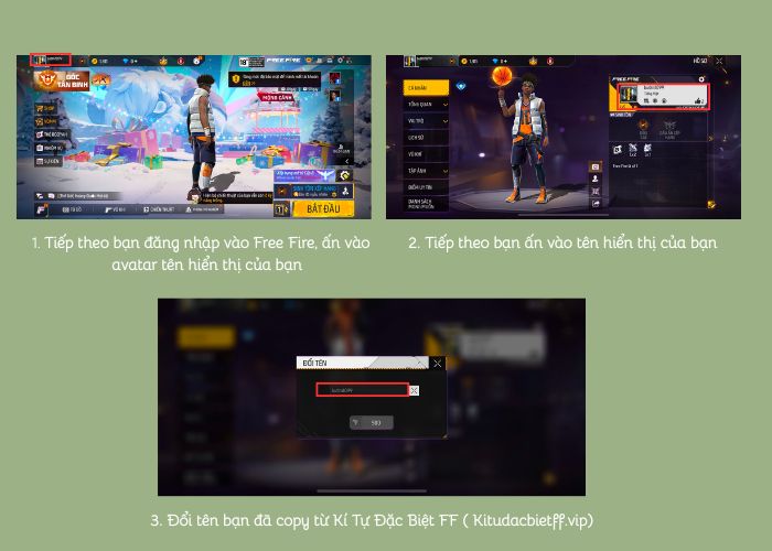 bước 4 dùng công cụ kí tự ff