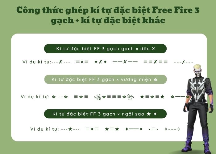 ghép kí tự 3 gạch với kí tự khác