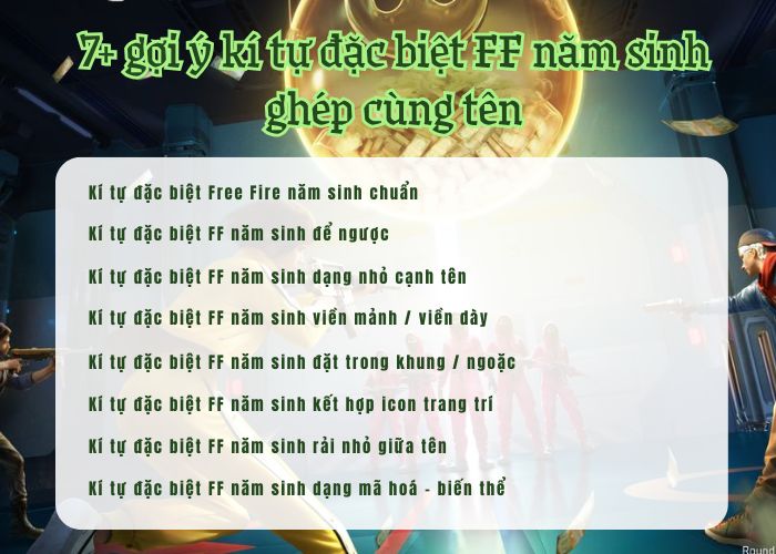 kí tự đặc biệt free fire năm sinh