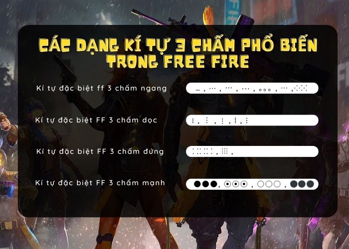 kí tự đặc biệt free fire 3 chấm