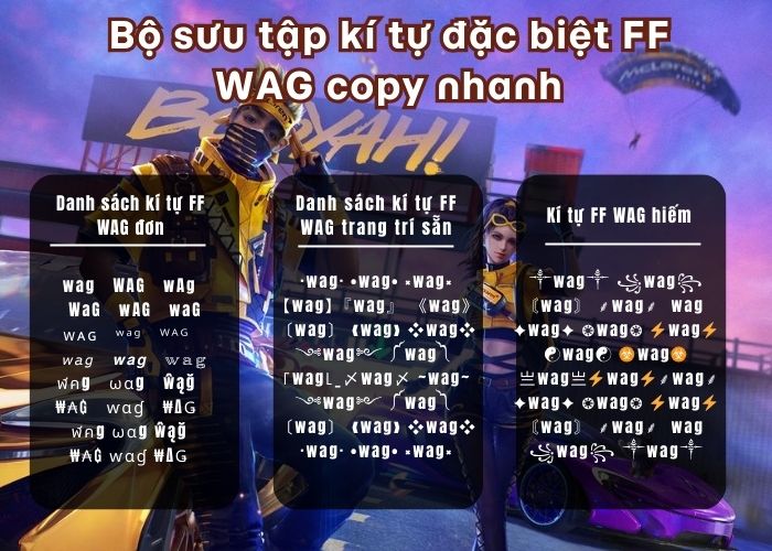 kí tự ff đặc biệt wag