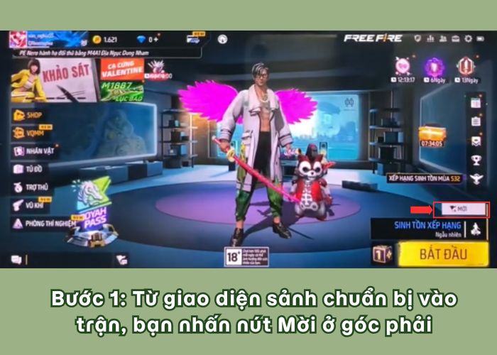 Bước 1 của cách mời bạn game free fire