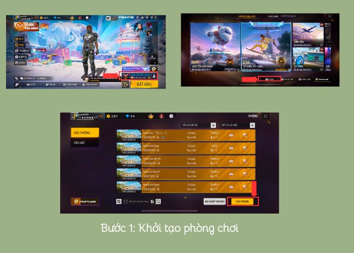 bước 1 của mời bạn chung phòng free fire