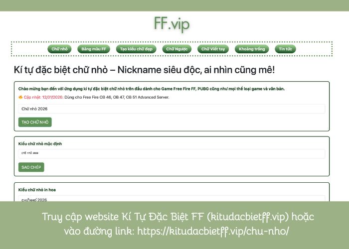 bước 1 tạo kí tự đặc biệt ff chữ nhỏ