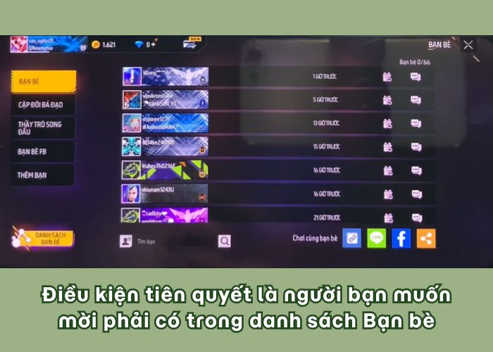 chuẩn bị trước khi mời bạn trong Free Fire