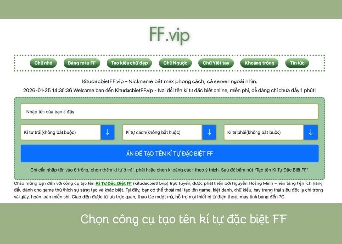 Công cụ kí tự đặc biệt FF