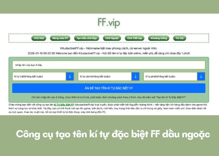 công cụ tạo tên FF kí tự dấu ngoặc