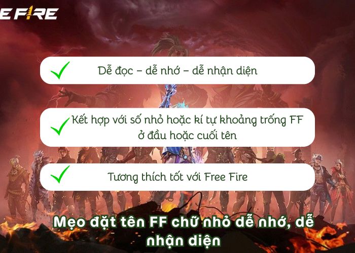 Mẹo đặt tên FF kí tự chữ nhỏ đặc biệt