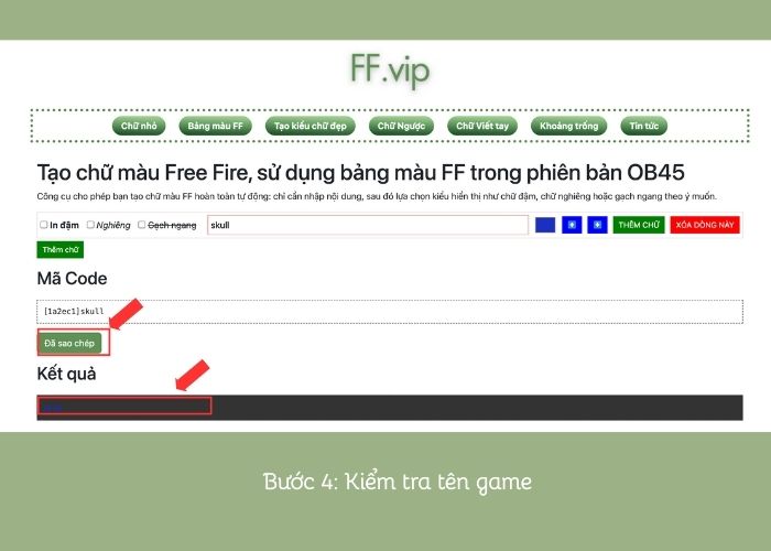 tạo chữ màu FF bước 4