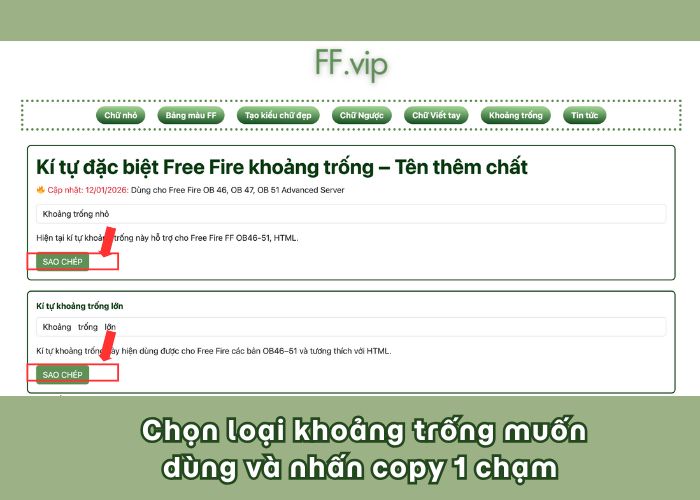 tạo kí tự khoảng trống tại kitudacbietff.vip