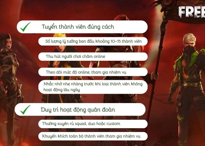 Mẹo duy trì quân đoàn Free Fire mới lập