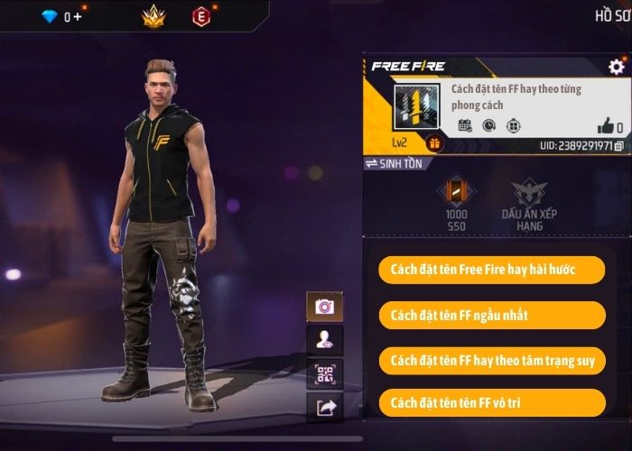 Cách đặt tên Free Fire hay theo từng phong cách