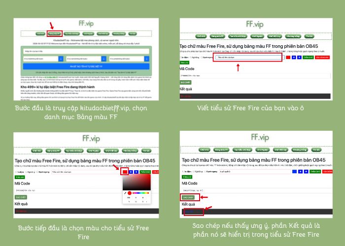 Cách để tiểu sử FF có màu